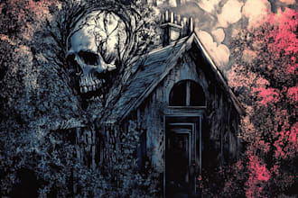 create a dark art illustration for album covers and more