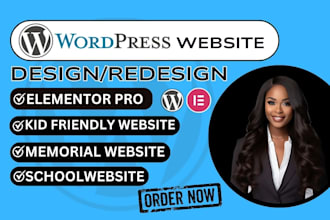design kid friendly wordpress website school memorial elementor pro