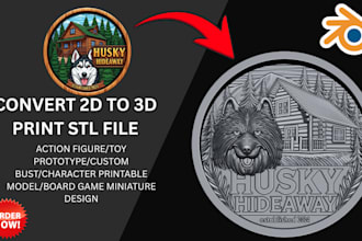 create custom 3d coin design and convert 2d image to 3d model stl