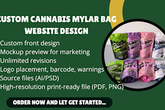 design a die cut weed bag and cannabis mylar packaging
