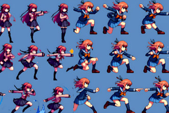 make unique pixel sprite sheet rpg pixel game character 2d sprite