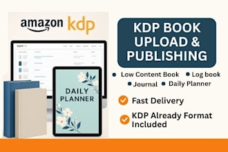 upload and publish your low content book, journal planner, logbook on amazon kdp
