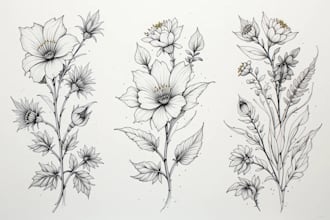 draw illustrations flower botanical for your tattoo