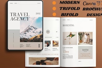 design attractive bifold trifold brochure, booklet, leaflet and menu design