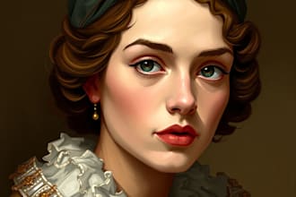 do renaissance art oil painting digital portrait