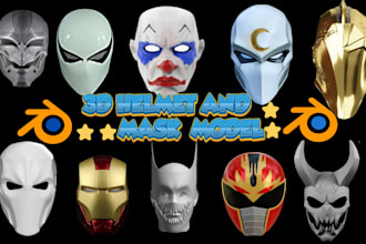 create wearable 3d mask, helmet, knight amor games and props asset, pepakura