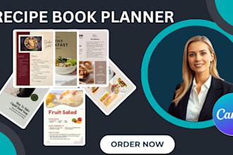 create unique recipe book, meal planner, nutrition guide in canva