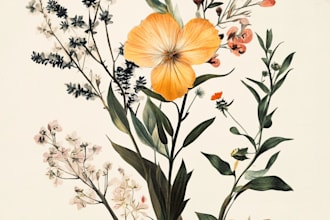 do botanical illustration of flowers, plants, fruits