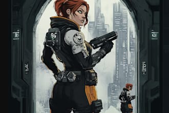 make a sci fi character and sci fi art