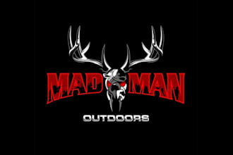 create mad man extreme hunting fishing store logo