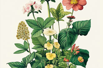do line art illustration botanical and flower beautifully