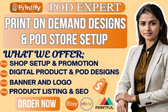 etsy shopify print on demand store setup printify printful pod website SEO list