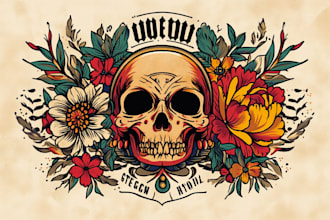 create any design in old school tattoo style