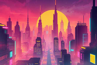 design an illustration of futuristic cyberpunk city