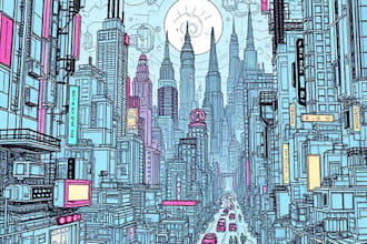 create science fiction city, cyberpunk art