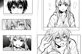 illustrate sfw nsfw anime comic page for fanart, oc, manga page, manga comic art