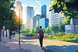 create flat landscape illustration of nature and background vector art