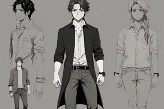 sketch your character in anime or any other style