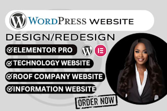 wordpress website roofing company, information technology startup elementor pro