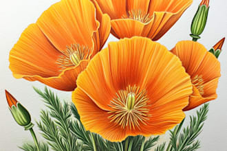 make your botanical illustration in flower, plants