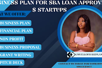 prepare sba business plan for sba loan approval, investor ready business plan