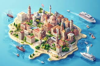 create high quality isometric vector maps illustrations