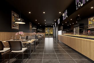 design a stunning restaurant or cafe with realistic renderings