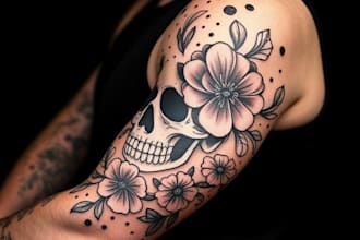 do premium trash polka design , sleeve tattoo