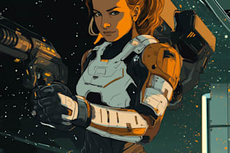 draw a sci fi character illustration or sci fi character