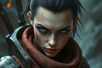 create fantasy, sci fi, character with hyperrealistic style