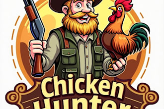 design high quality esport chicken hunter mascot logo with unlimited revision