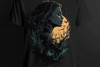 draw trendy graphic t shirt design and custom t shirt illustration