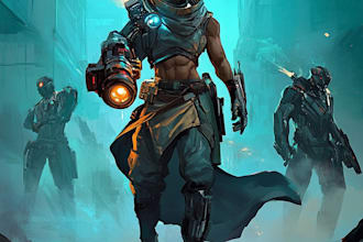 create sci fi character illustration or fantasy sci fi art