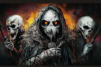 draw realistic fantasy horror character and concept art