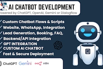 build ai chatbot with whatsapp, n8n automation, API integration, botpress, llm