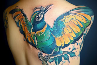 draw watercolor tattoo design