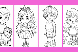 draw bold and easy children line art illustration for kids coloring book