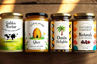 design labels for honey, ghee, dates and dry fruits