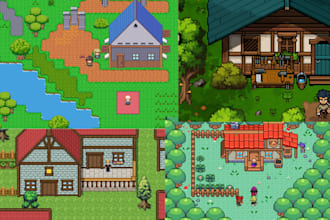 create top down tileset pixel art animation game assets rpg maker environment