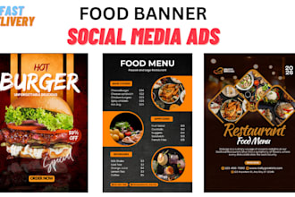 design restaurant poster, flyers, food banner, and brochures