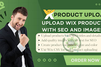 upload wix ecommerce products with titles images SEO descriptions and variants