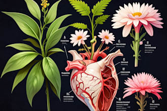 hand drawn botanical flower plants scientific illustration