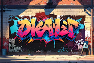 draw any graffiti mural wall art or banner