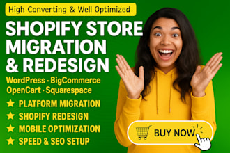 shopify store migration, wordpress, bigcommerce, opencart, squarespace redesign