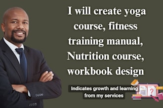 create yoga course, fitness training manual, nutrition course, workbook design