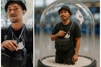 turn your photo into a realistic 3d miniature in a snowglobe