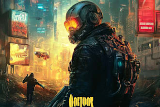 create a sci fi character illustration or sci fi character