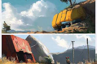 design environment concept art and background illustrations