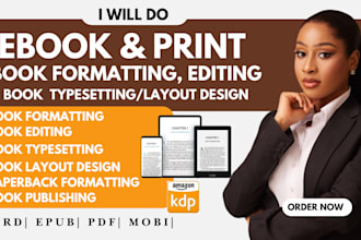 do interior book editing, formatting, book typesetting, kdp book layout design