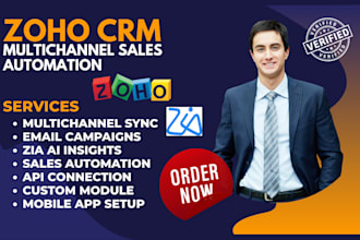 setup zoho CRM for multichannel sales automation zia ai custom module training